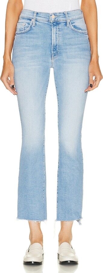 Mother The Insider Crop Step Fray Jeans in Blue