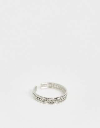 ASOS Design DESIGN toe ring in triple row engraved design in silver tone