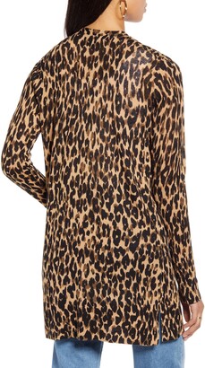 Halogen Leopard Print Linen Blend Cardigan