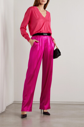 Tom Ford Velvet-trimmed Stretch-silk Satin Pants - Pink - ShopStyle