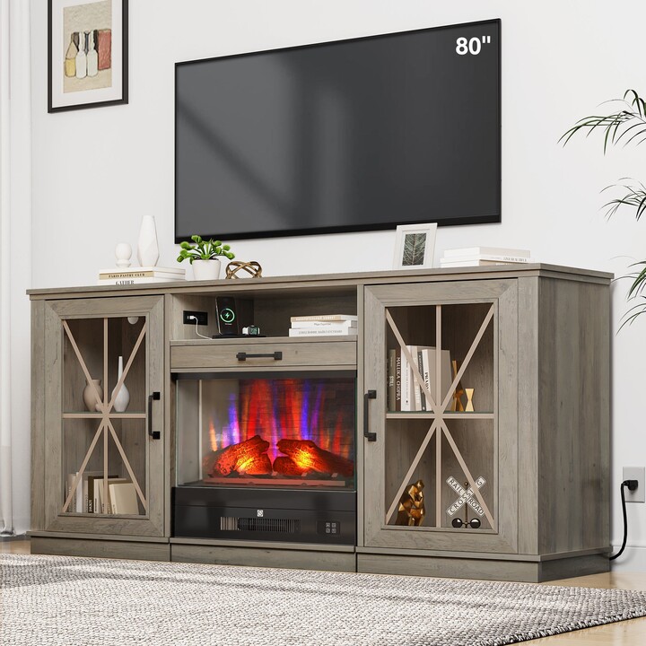 Moasis Modern Fireplace TV Stand with Drawable Fireplace - ShopStyle