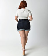 Thumbnail for your product : Vixen by Micheline Pitt Dark Indigo High Waist Bad Girl Denim Shorts