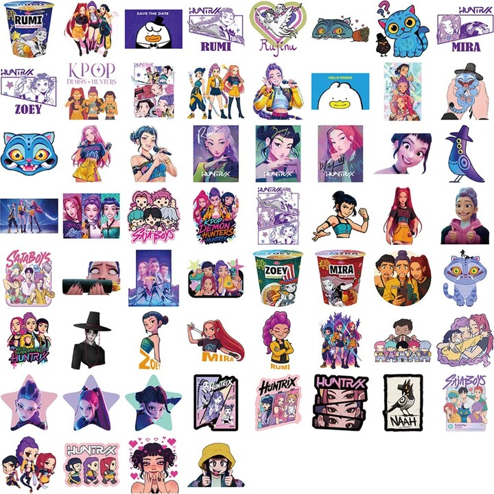 MINISO 60PCS K-POP DEMON HUNTERS HUNTR/X Cartoon Graffiti Stickers Phone Guitar Laptop Notebook Suitcase Waterproof Sticker Kids Toys