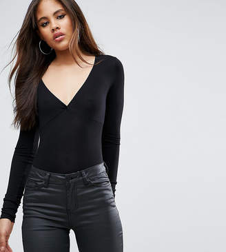 ASOS Tall TALL Body With Plunge Neck Long Sleeve and Thong