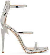 three strap silver heels