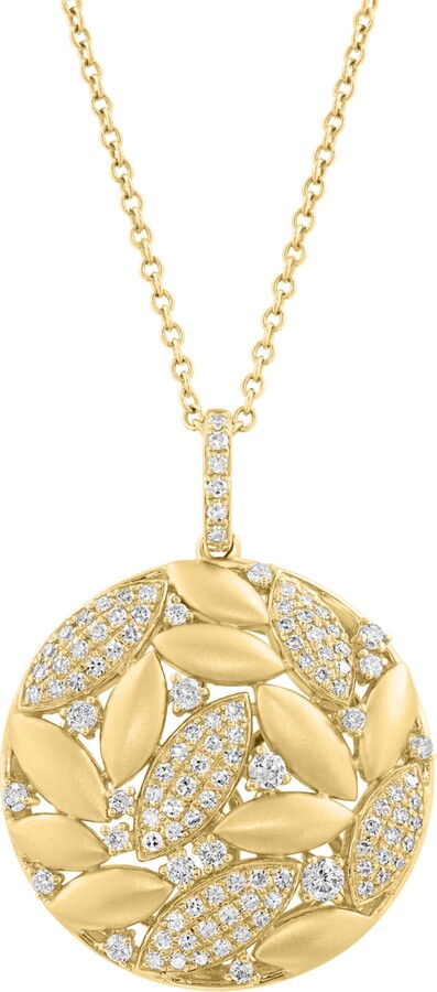 Effy Diamond & Polished Navette Cluster Pendant Necklace (1/2 ct. t.w.) in 14k Gold 17\