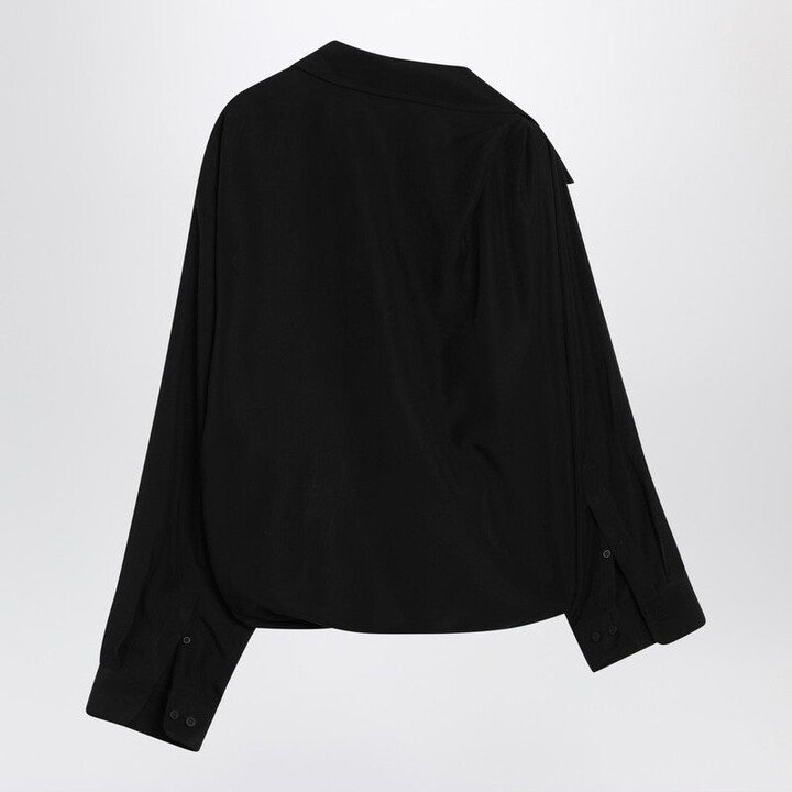 Balenciaga One-Shoulder Black Shirt In Poplin