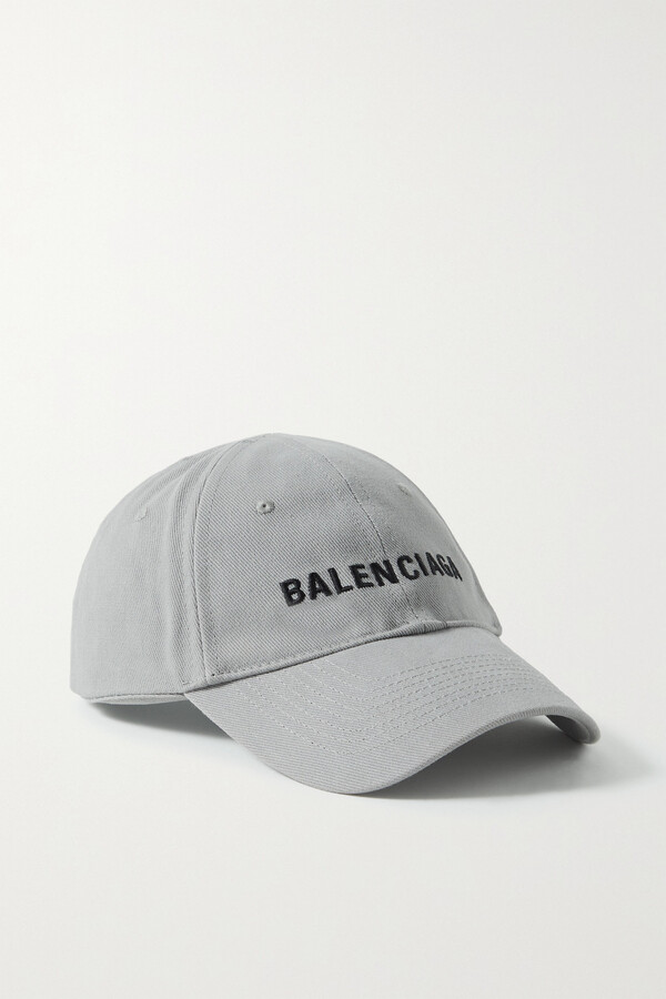 Balenciaga Embroidered Cotton-twill Baseball Cap - Gray - ShopStyle Hats