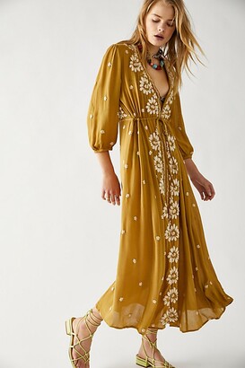 embroidered fable midi dress