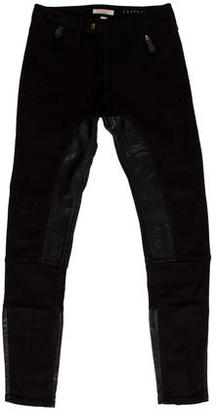 Burberry Leather-Paneled Skinny Jeans w/ Tags
