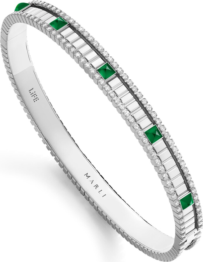MARLI New York White Gold Diamond and Agate Life Bangle