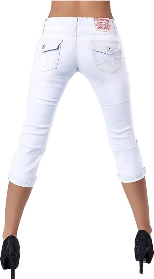 Noir Triple XXX Women's Skinny Cropped Jeans Low Rise Stretch Denim Capri  Pants (16 - ShopStyle