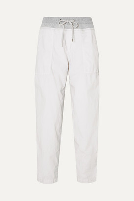 James Perse Jersey-trimmed Cotton-blend Poplin Track Pants - Silver