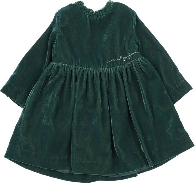 Il Gufo Micro Ruffles Smooth Velvet Dress