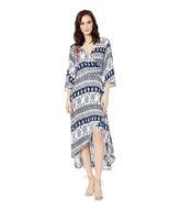 Thumbnail for your product : Tribal Printed Crinkle Gauze Faux Wrap Dress with Embroidery