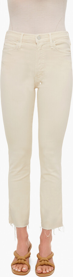 Mother Civ Chalk Ivory High Waisted Rascal Ankle Fray - ShopStyle  Straight-Leg Jeans