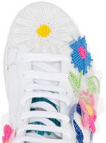 Thumbnail for your product : Natasha Zinko White floral bead hi top sneakers