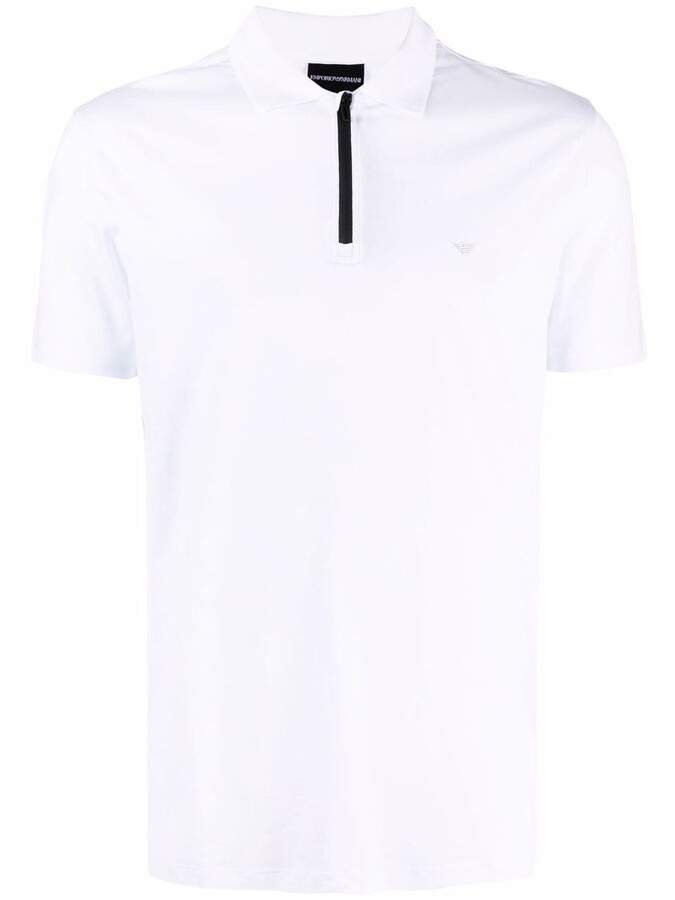 white polo with zip