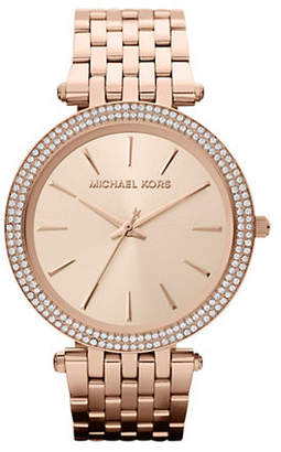 Michael Kors Mid-Size Rose Gold Tone Stainless Steel Darci Three-Hand Glitz Watch