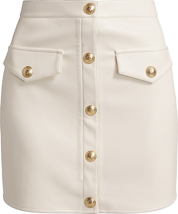 Women's Truman Faux Leather Miniskirt - Vintage White - Size 4