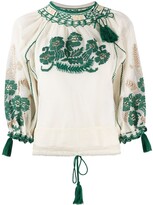 Thumbnail for your product : RED Valentino Tassel-Trim Embroidered Blouse