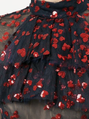 macgraw Heart Embellished Frill Dress