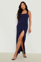 Thumbnail for your product : boohoo Petite Recycled Square Neck Split Maxi Dress