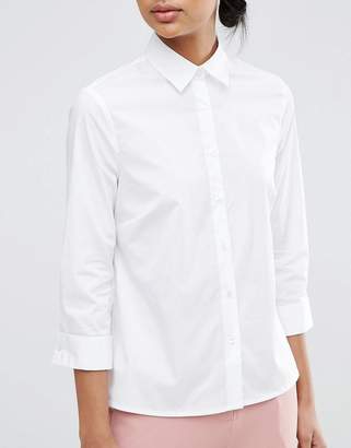 ASOS DESIGN 3/4 sleeve shirt in stretch cotton