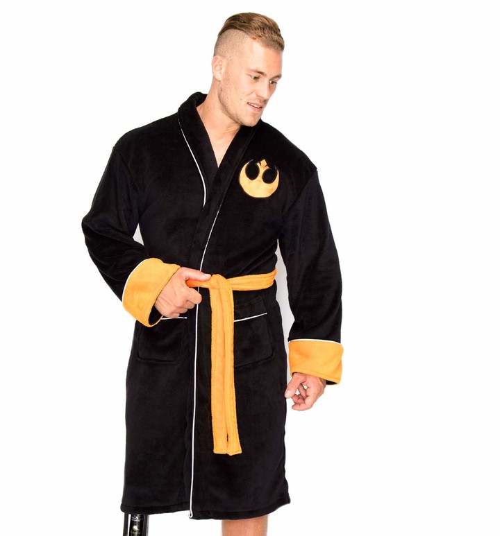 Groovy Uk Mens Star Wars Join The Resistance Dressing Gown Black