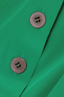 Cefinn Aurora Button And Tie-detailed Woven Midi Dress - Emerald