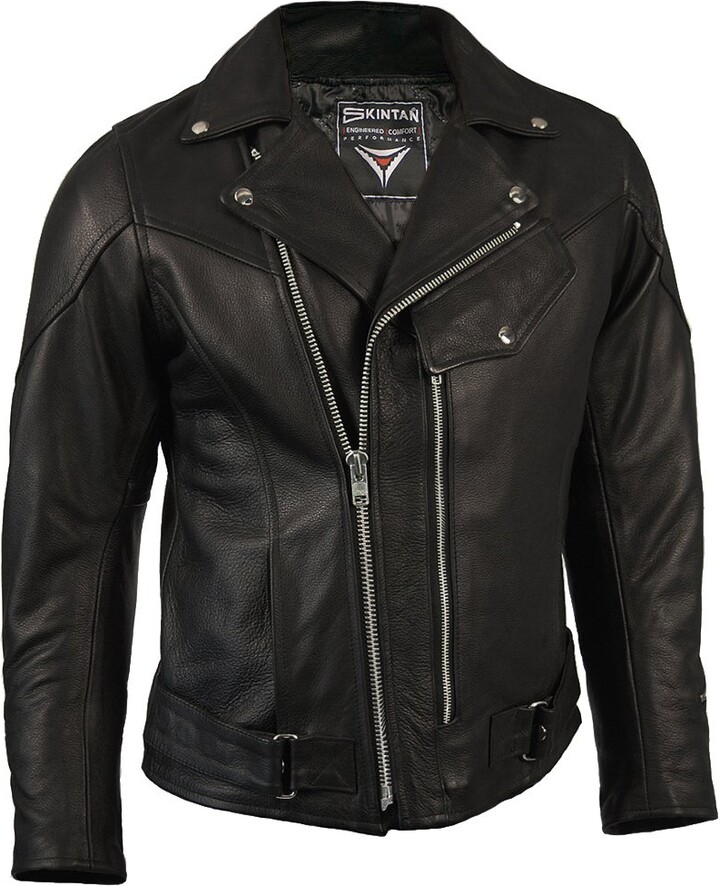 Skintan HIGHWAY Mens Leather Cowhide Motorcycle Touring Jacket
