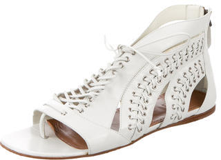 Alaia Leather Lace-Up Sandals