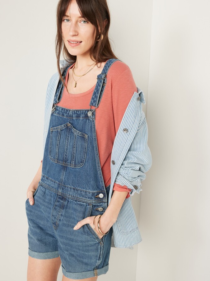 Old Navy Slouchy Straight Non-Stretch Workwear Jean Short Overalls for  Women -- 3.5-inch inseam - ShopStyle