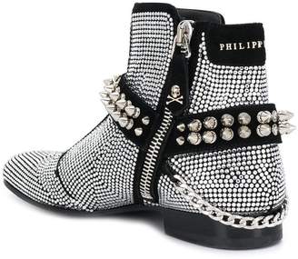 Philipp Plein crystal embellished biker boots