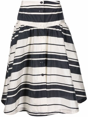Sara Lanzi Horizontal-Stripe A-Line Skirt
