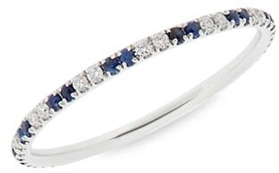 Ileana Makri 18K White Gold, White Diamond & Blue Sapphire Thread Band Ring
