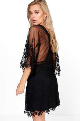 boohoo Plus Boutique Crochet Wide Sleeve Dress