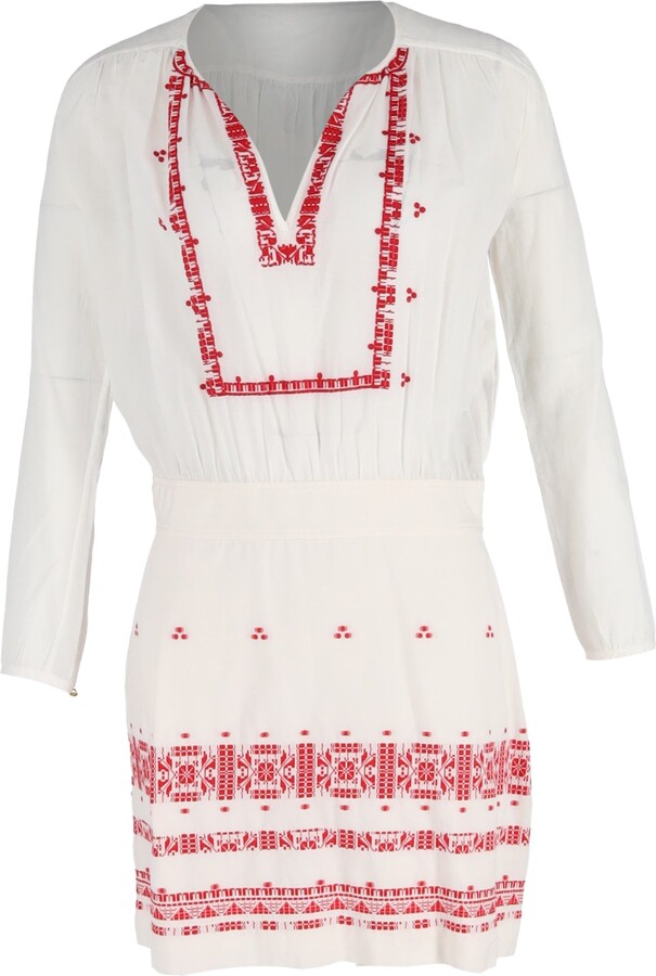 Vanessa Bruno Embroidered Mini Dress in White Cotton