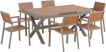 Corrigan Studio Experience Outdoor Dining Freedom with a Flexible Set Including Six Chairs and a Table that Extends from 62.9 to 82.6 Inches for Personalized Arrangem