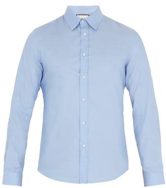 Gucci Duke Point Collar Cotton Shirt - Mens - Light Blue