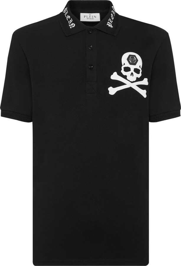Philipp Plein Skull-Print Cotton Polo Shirt