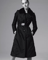 Thumbnail for your product : Moncler Sisteron Fur-Trim Trenchcoat, Black