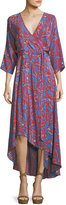 Thumbnail for your product : Diane von Furstenberg Bracelet-Sleeve Asymmetric-Hem Printed Silk Wrap Dress