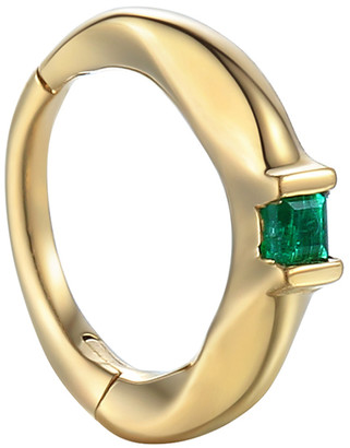 Pamela Love 6mm Floating Emerald Single Huggie Hoop Earring - Yellow Gold