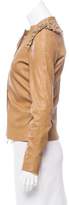 Thumbnail for your product : Valentino Leather Ruffle-Trimmed Jacket