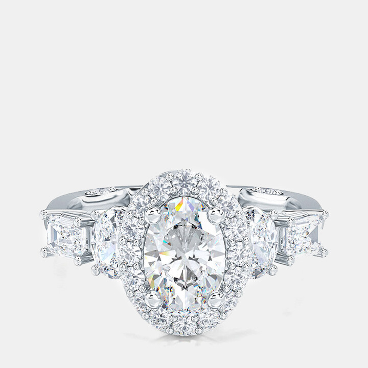 Made By Man 14K Stone Mix Oval Halo Ring (1 1/2 ctw) US 7