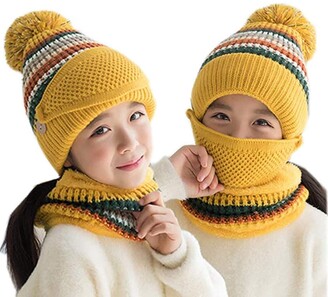 Yjzq Kids Girls Cartoon Scarves Hat Gloves 3-in-1 Set Winter Super Soft  Plush Full Hood Cap Warm Thermal Fleece Hats with Ears Pocket Scarf  Christmas Gifts for Boys and Girls - ShopStyle