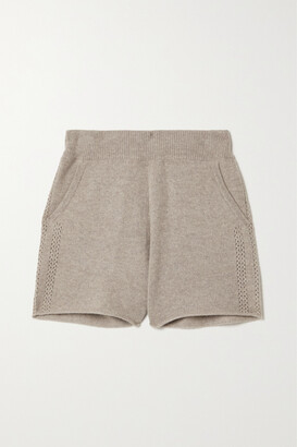 Le Kasha Morzine Pointelle-knit Organic Cashmere Shorts