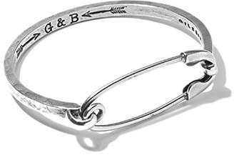 Giles & Brother Men's Silver Oxide Finished Hinge Cuff with Safety Pin