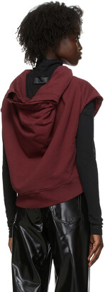 MM6 MAISON MARGIELA Burgundy Short Sleeve Full-Zip Sweatshirt